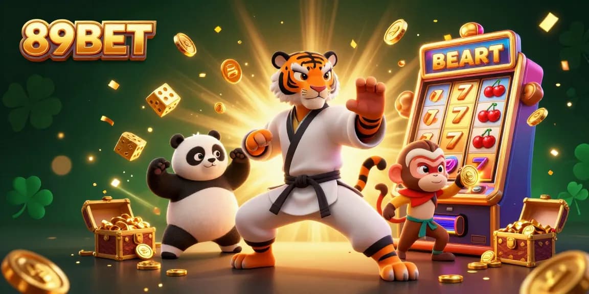Engage with exciting slots and gaming features at 89BET in a vibrant casino illustration.