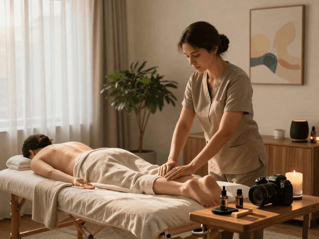 Experience premium 스웨디시출장 in a calming home environment with relaxing massage setup.