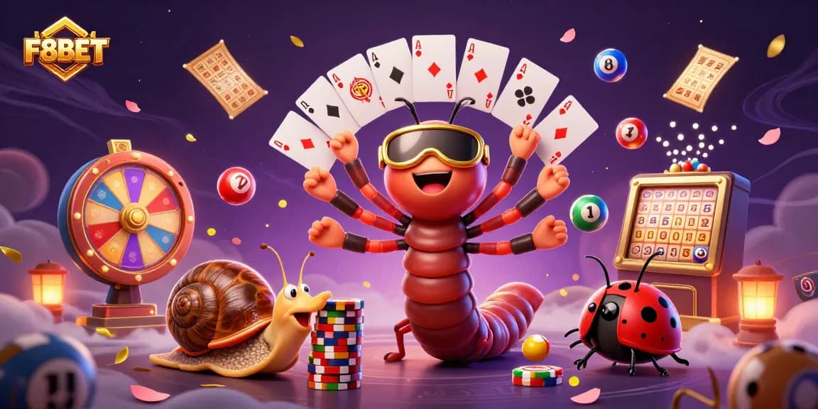 Experience F8BET's dynamic gaming scene with vibrant characters and thrilling game elements.