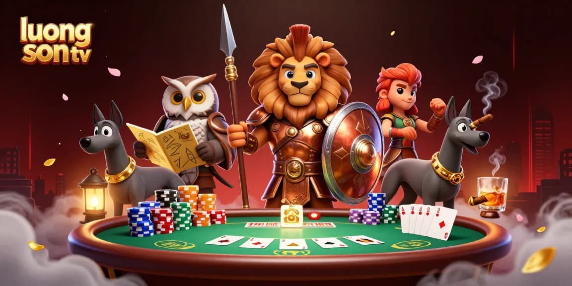 Experience the thrilling action of luong son tv with a vibrant 3D scene of gaming characters and casino elements.
