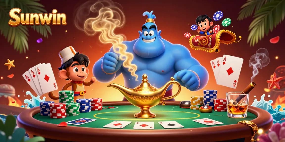 Experience the excitement of Sunwin’s dynamic casino scene with vibrant characters and gaming elements.