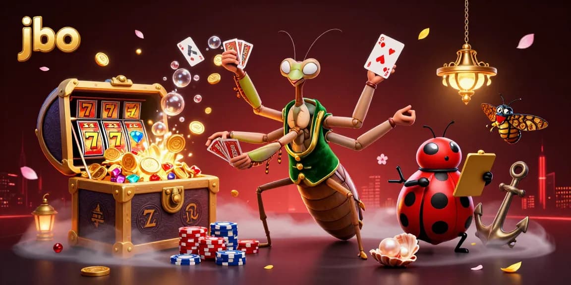 Experience thrilling gaming at jbo with vibrant casino elements and engaging characters.