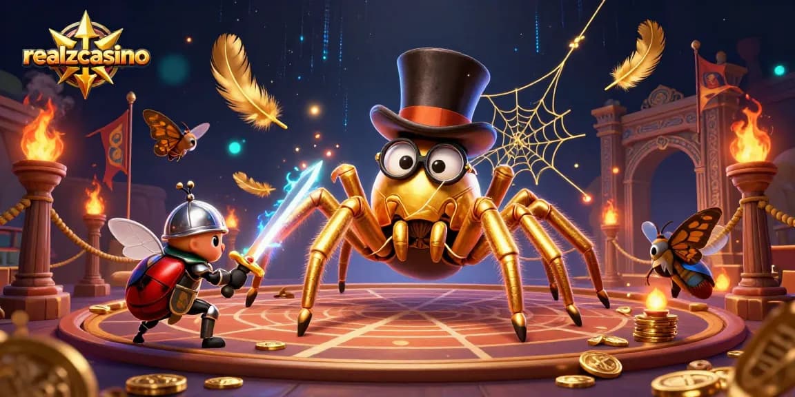 Erlebe aufregende Action im realzcasino mit einer goldenen Tarantel und einem Kämpfer!