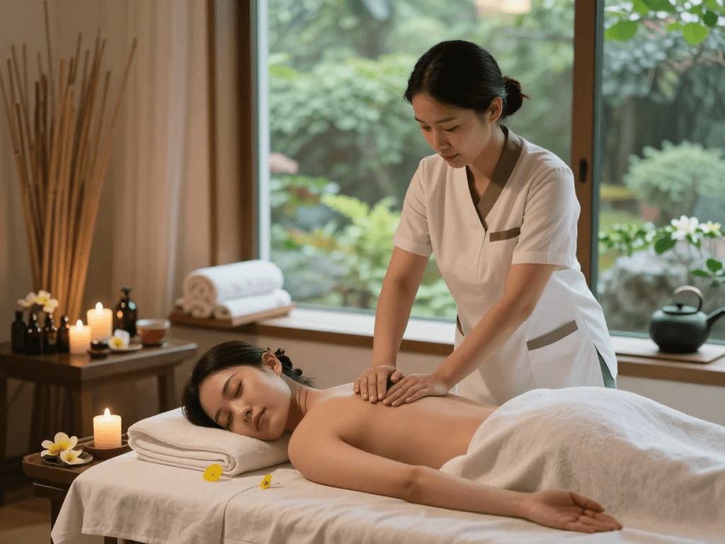 Relaxing 영등포출장안마 experience in a serene spa environment with soothing decor and massage therapy.