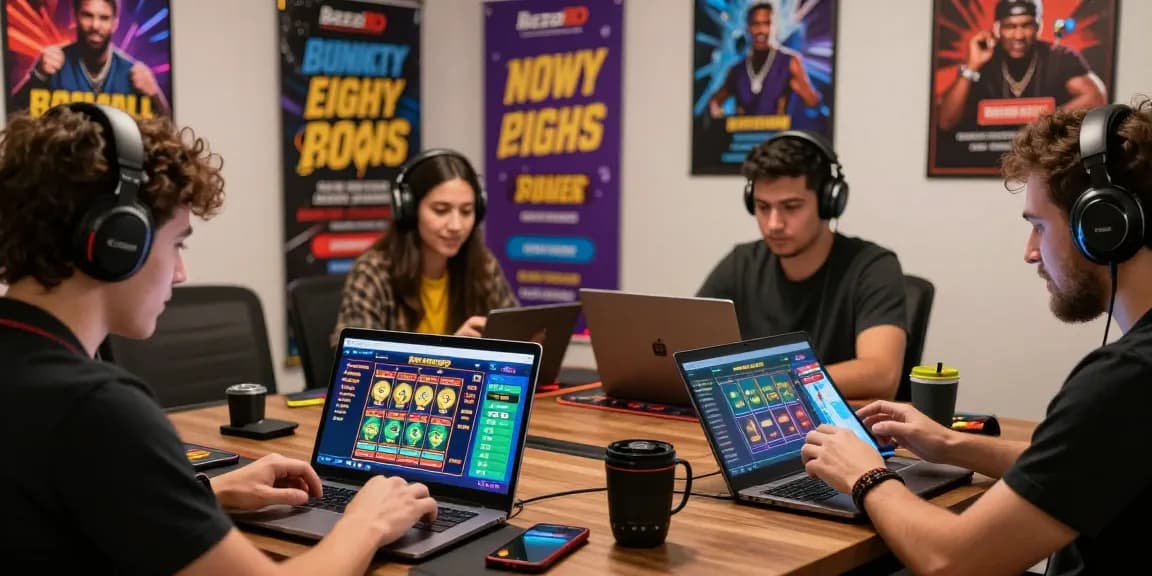 Engaging group of players enjoying the BazaBD online betting platform with excitement and activity.