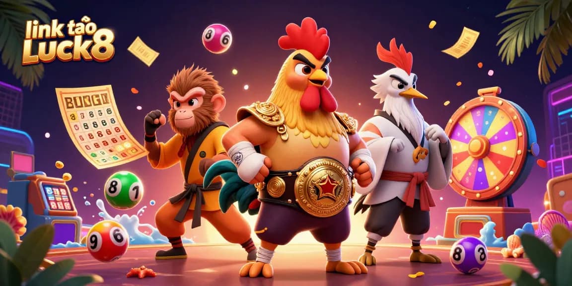 Experience vibrant gaming excitement with link vào Luck8 through lottery balls and dynamic characters.