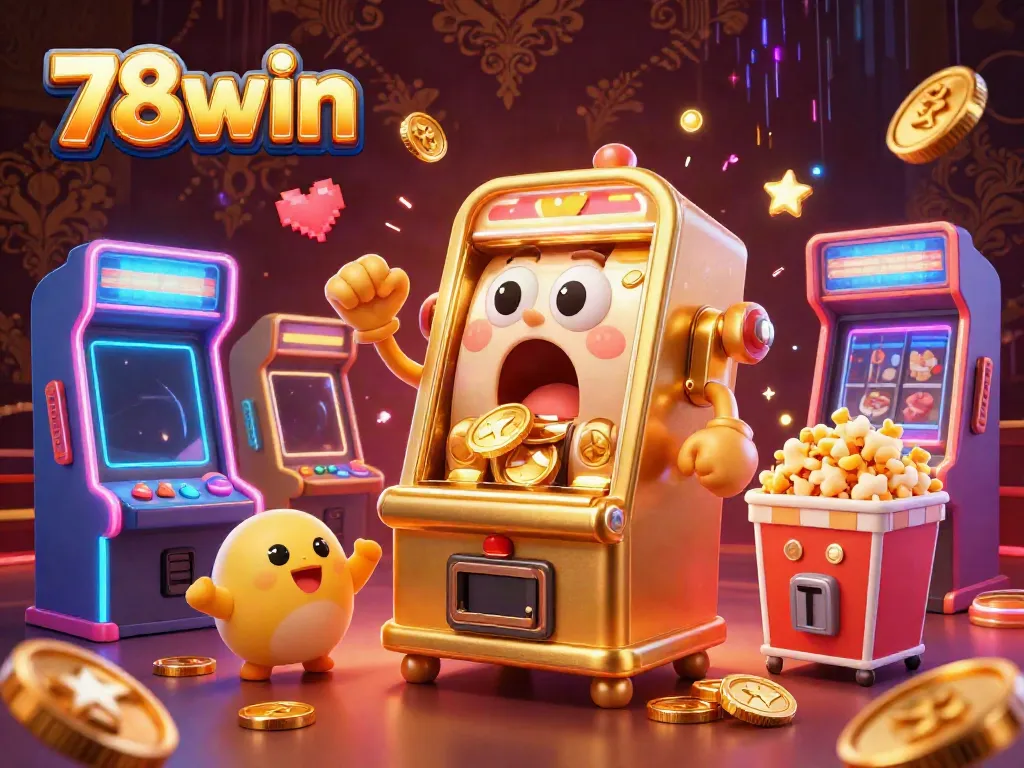 Experience the thrilling jackpot action of 78win with a vibrant 3D cartoon slot machine scene filled with excitement and energy.