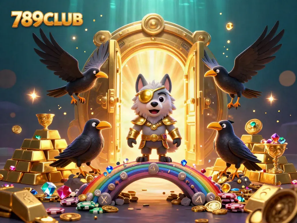 Experience thrilling gameplay at 789CLUB, where the Odin wolf guards treasure in a vibrant casino.