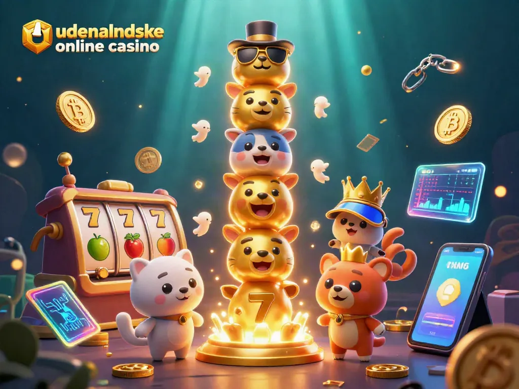Experience the thrill of udenlandske online casino with dynamic slots, vibrant colors, and rich details in this 3D illustration.