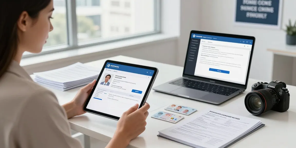 Kaufen Sie den deutschen Personalausweis online mit sicherer Dokumentenverifizierung in einem professionellen Bürosetting.