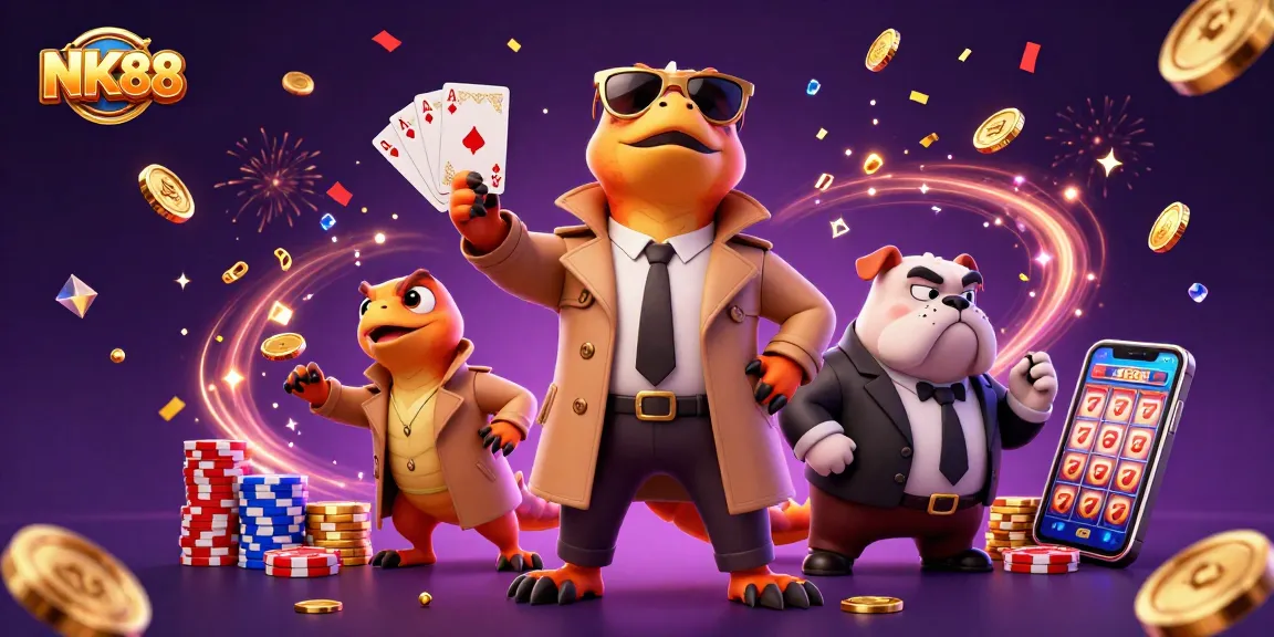 Experience excitement at NK88 with raptors in a trench coat trying to sneak into a casino!