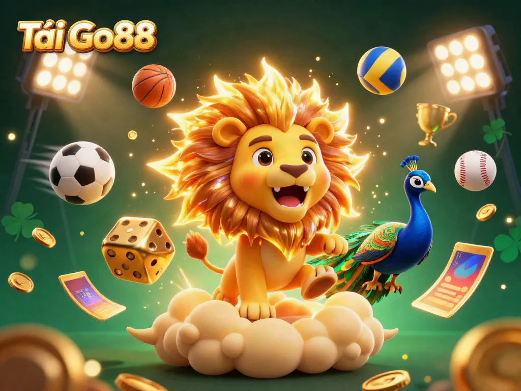 Experience the excitement of Tải Go88 with a vibrant 3D casino scene featuring dynamic characters and gambling elements.