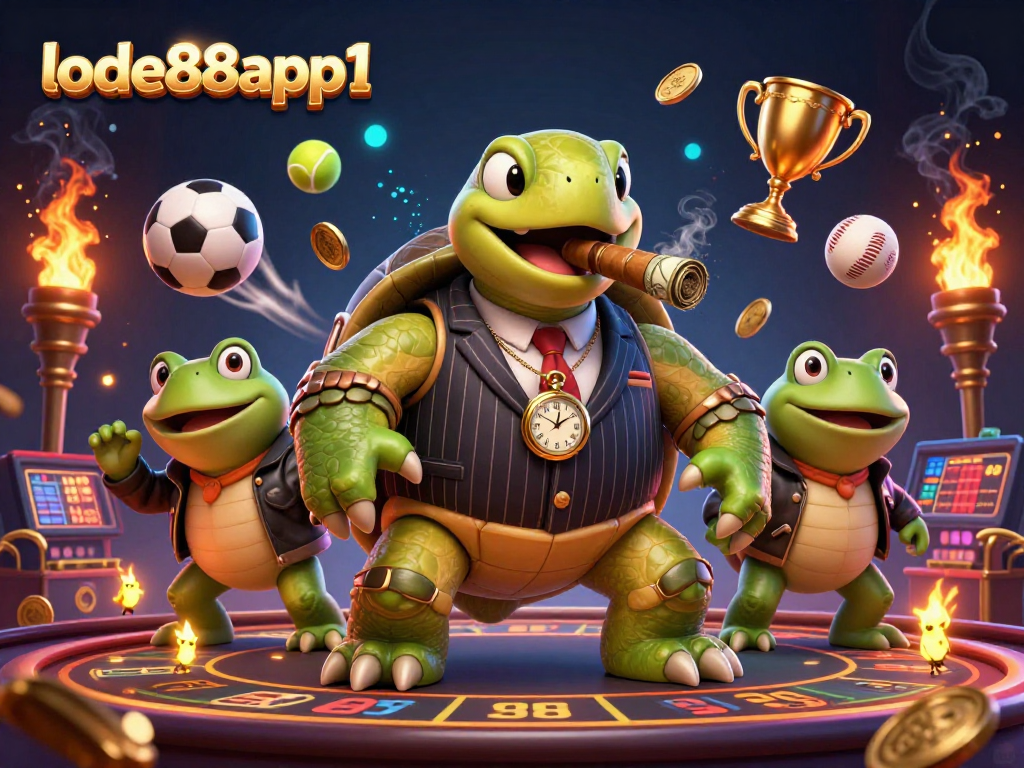 Experience lode88app1 with our colorful casino-themed illustration featuring vibrant games and iconic characters.