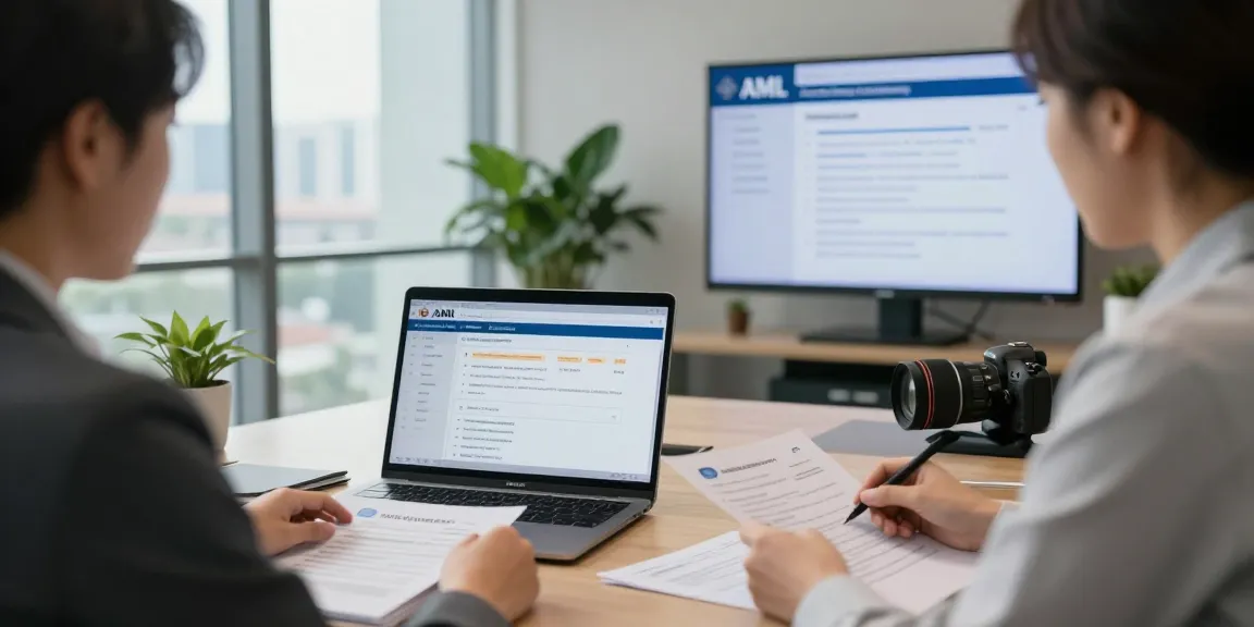 Kontosperre wegen AML-Compliance – Compliance Officer prüft Finanzdokumente in modernem Büro