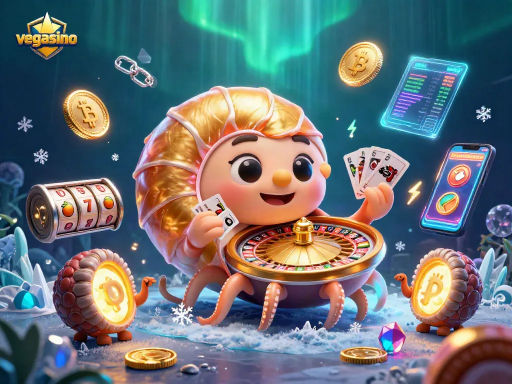 Spin the wheel of fortune with vegasino's immersive 3D casino scene, featuring dynamic gaming elements.