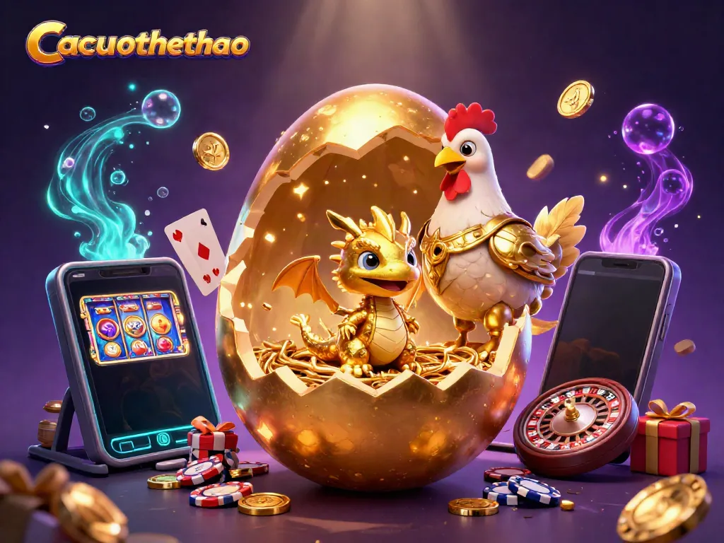 Experience thrilling betting with Cacuocthethao, where a golden dragon guards riches and gambling treasure.