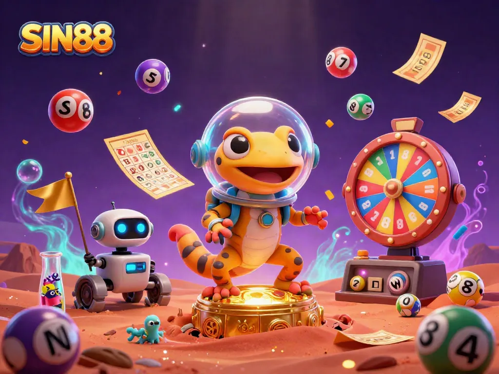 Engage with SIN88's Martian casino adventure dynamically filled with lottery and prize elements.
