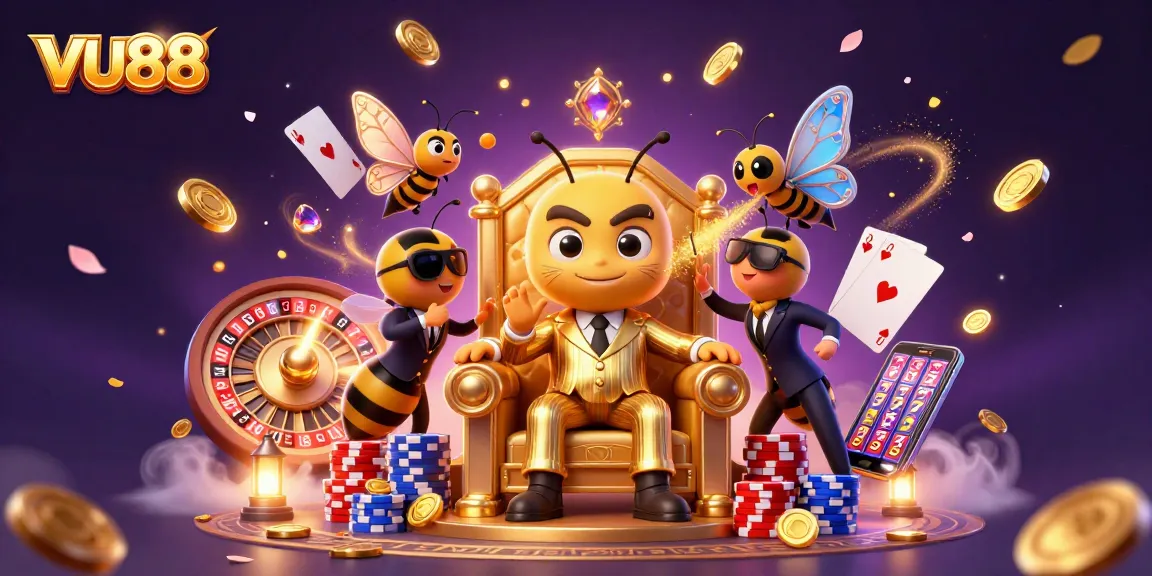 Experience VU88 like never before as the 3D bee boss manages a high-stakes casino scene.