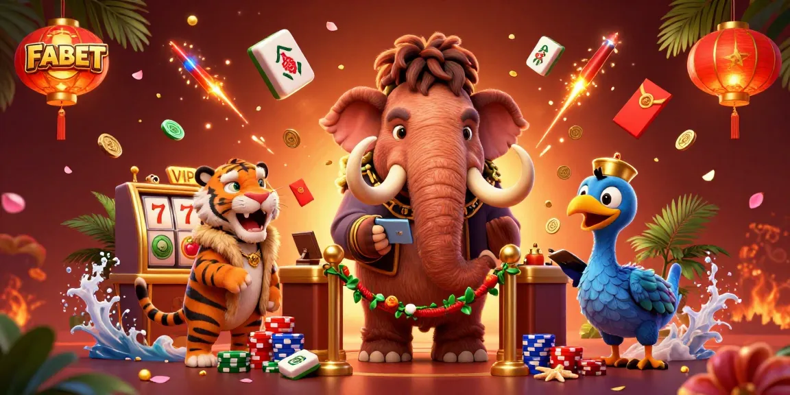 Engage in thrilling gameplay with FABET featuring exciting slot machines and vibrant casino characters.