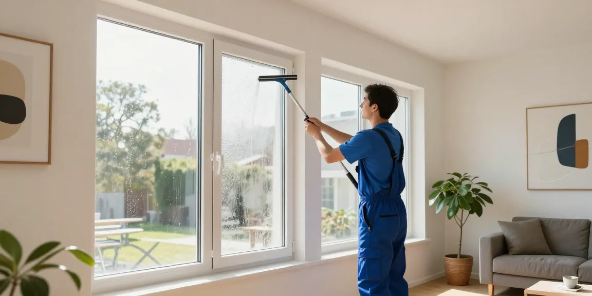 Professional window cleaning service in Solothurn, transforming home interiors with sparkling clean windows.