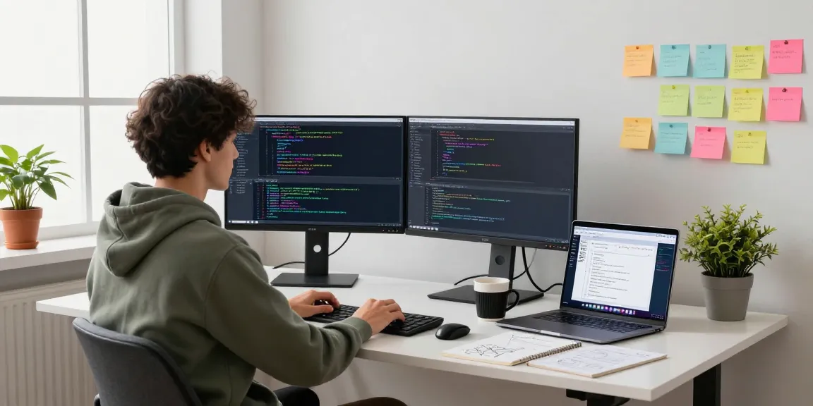Innovative coding workspace at https://sc88.chat/ with dual monitors, coffee mug, and vibrant atmosphere.