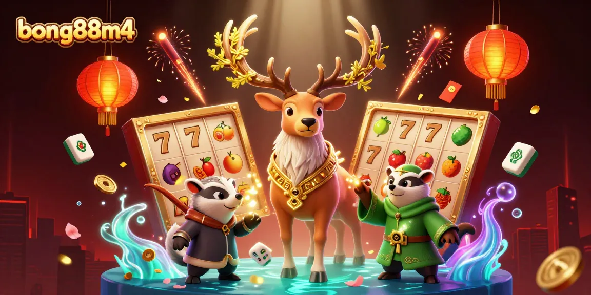 Engage in non-stop excitement with bong88m4's vibrant 3D casino world featuring animated characters and game elements.