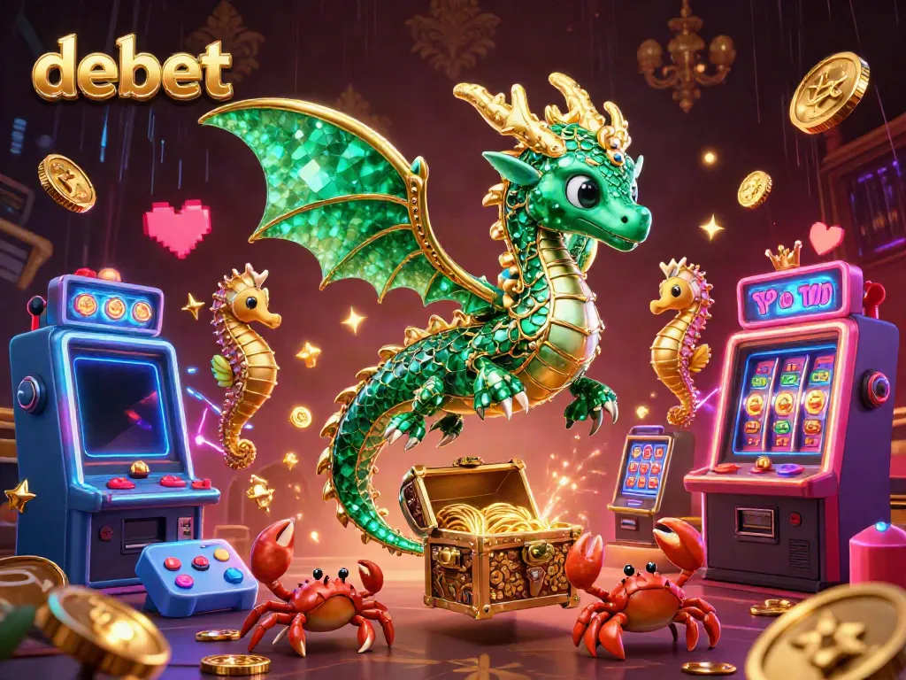 Engage with debet's vibrant, immersive online gaming environment featuring a magical sea dragon and dynamic slots.