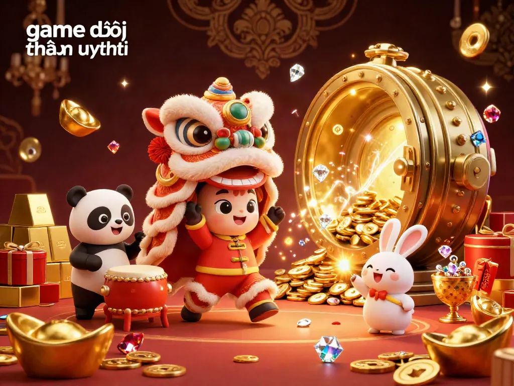 Experience thrilling moments with game đổi thưởng uy tín featuring a vibrant casino atmosphere, gold treasures, and animated characters.