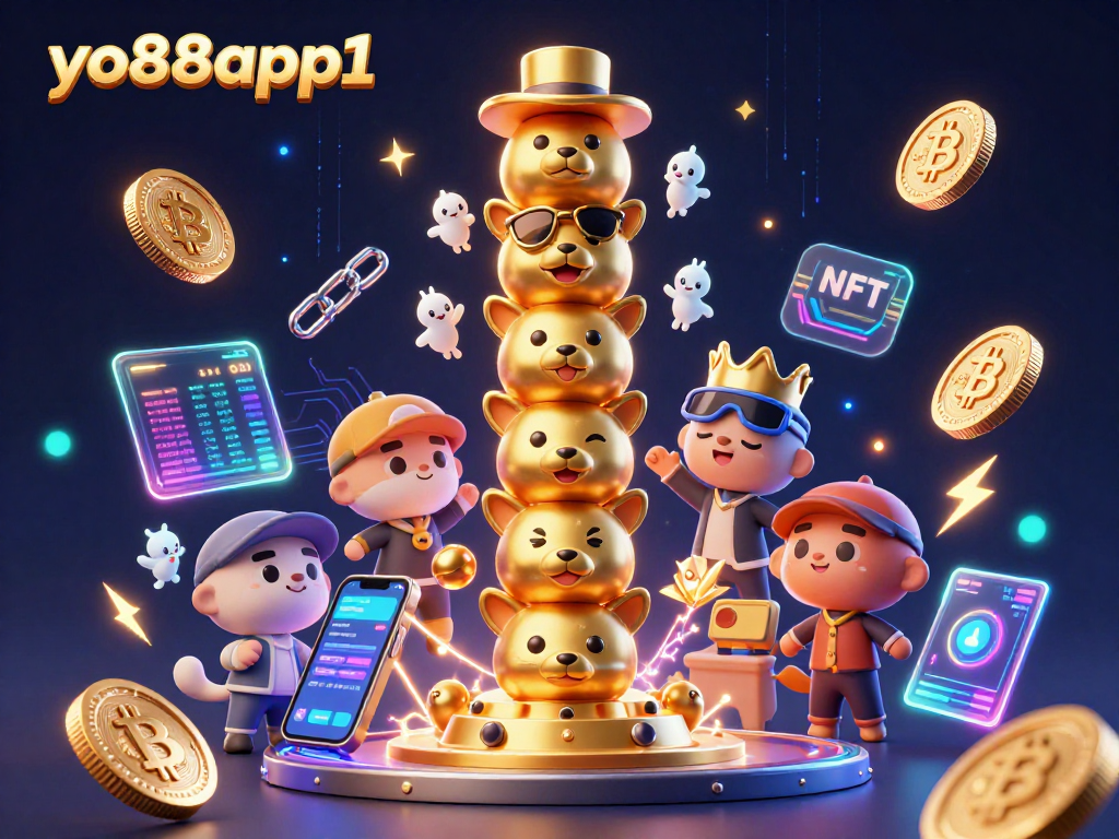 Experience the excitement of yo88app1 with vibrant 3D coins and a lively totem in action.