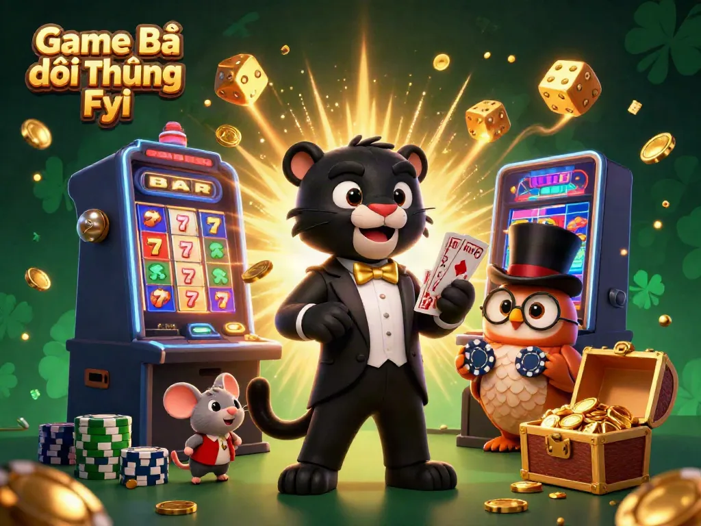 Play exciting games with Game Bài Đổi Thưởng Fyi featuring a charismatic panther dealer and lively casino elements.