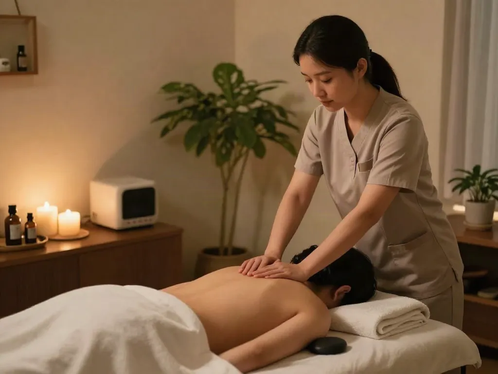 Experience relaxing 강동구출장안마 in a serene massage therapy room with soothing ambiance and professional therapist.