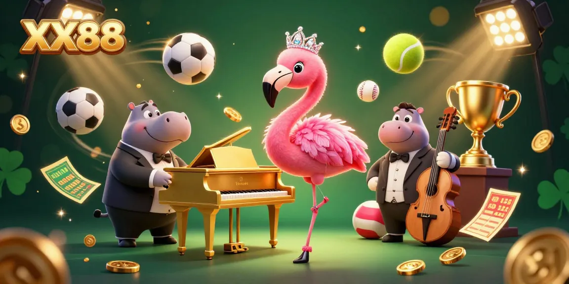 Experience excitement at XX88 with vibrant casino characters, dynamic sports elements, and engaging visuals.