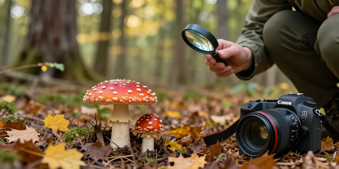 Erkundung von Amanita muscaria Pilzen im Wald für die Vorteile von Fliegenpilz Pulver.