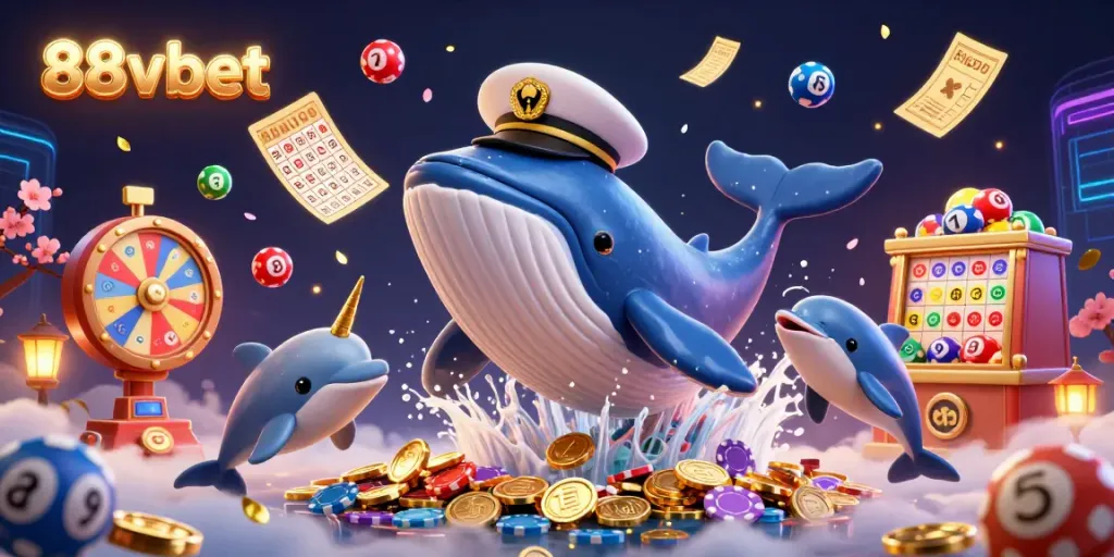 Experience the thrill of 88vbet with a lively 3D scene showcasing playful characters and dynamic game elements.