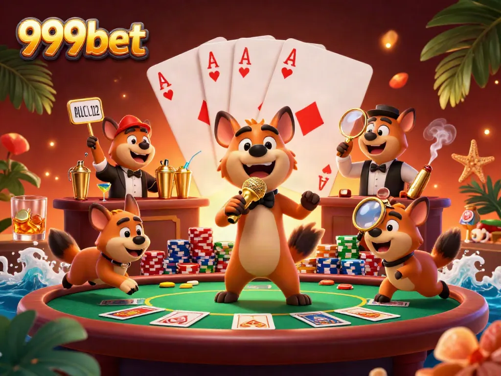 Experience the thrill of 999bet with vibrant hyena characters in a lively casino scene.