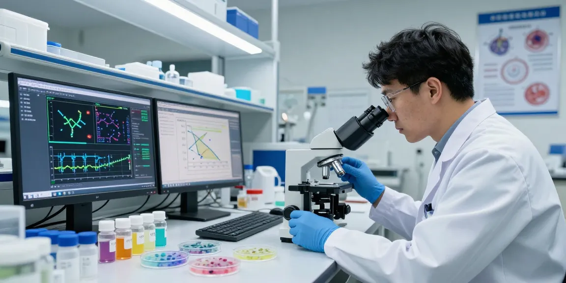 Researcher analyzing GHK-Cu in lab setting for regenerative studies in Canada.