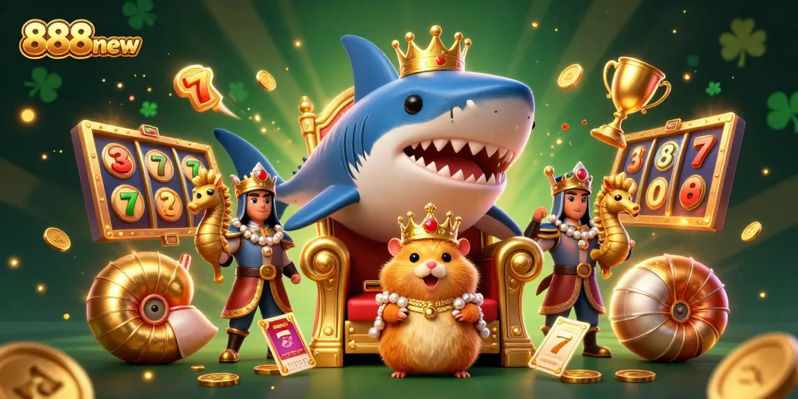 Engage with the thrilling world of 888new's slot games, featuring a dynamic 3D casino scene.