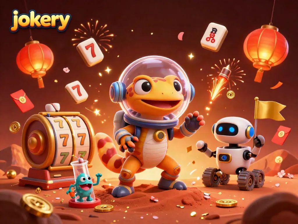 Engage in jokery excitement with a vibrant illustration showcasing intergalactic casino adventures.
