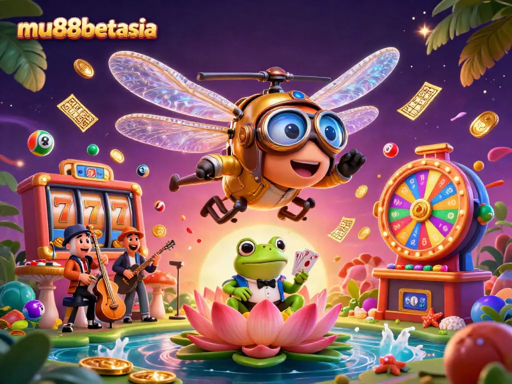 Experience exciting gaming dynamics with mu88betasia in a vibrant casino scene featuring lively characters and games.
