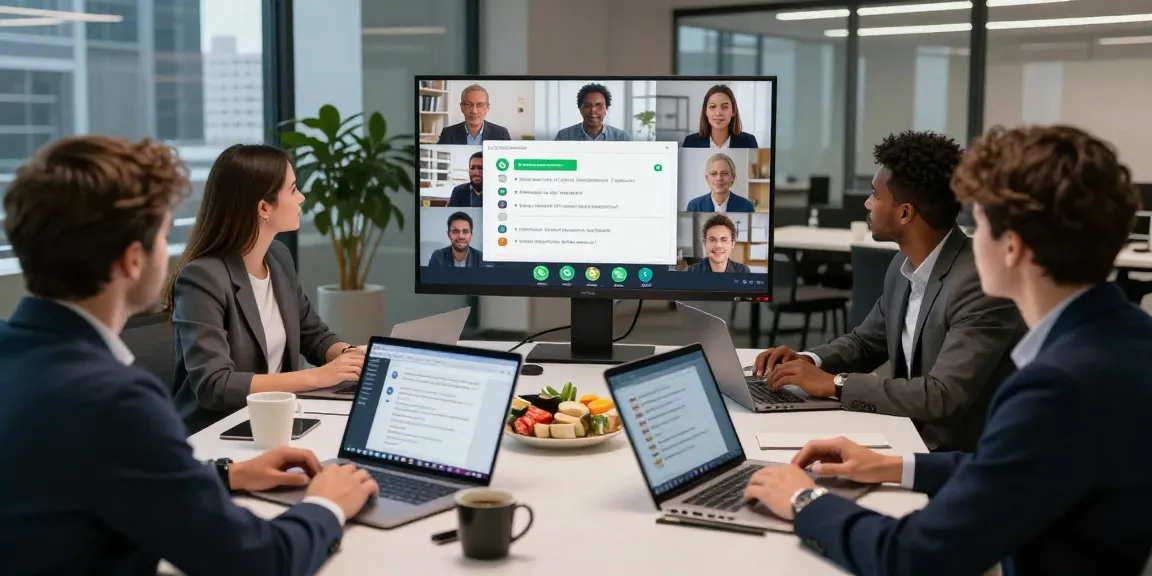 Engaging team collaboration using WhatsApp電腦版 in a modern workspace