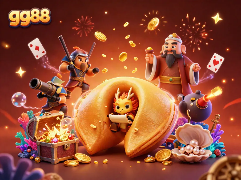 Engage in epic betting action at GG88 with vibrant 3D illustration of fortune, gold, and dynamic casino elements.