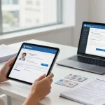 Kaufen Sie den deutschen Personalausweis online mit sicherer Dokumentenverifizierung in einem professionellen Bürosetting.