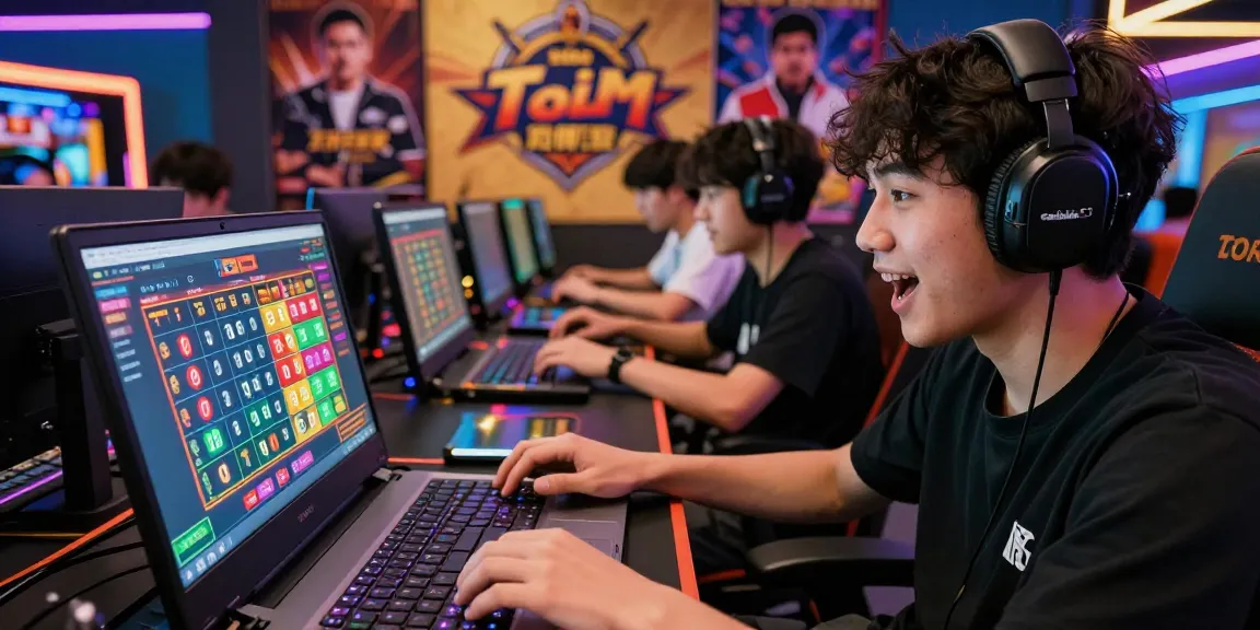 Toto taruhan online dengan pemain terlibat dalam permainan, menampilkan antusiasme dan atmosfer meriah.