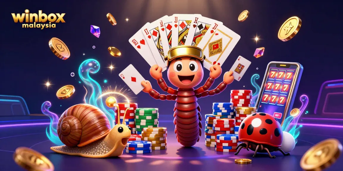 Winbox Malaysia's animated casino scene showcasing unique game elements and characters engaging in play.