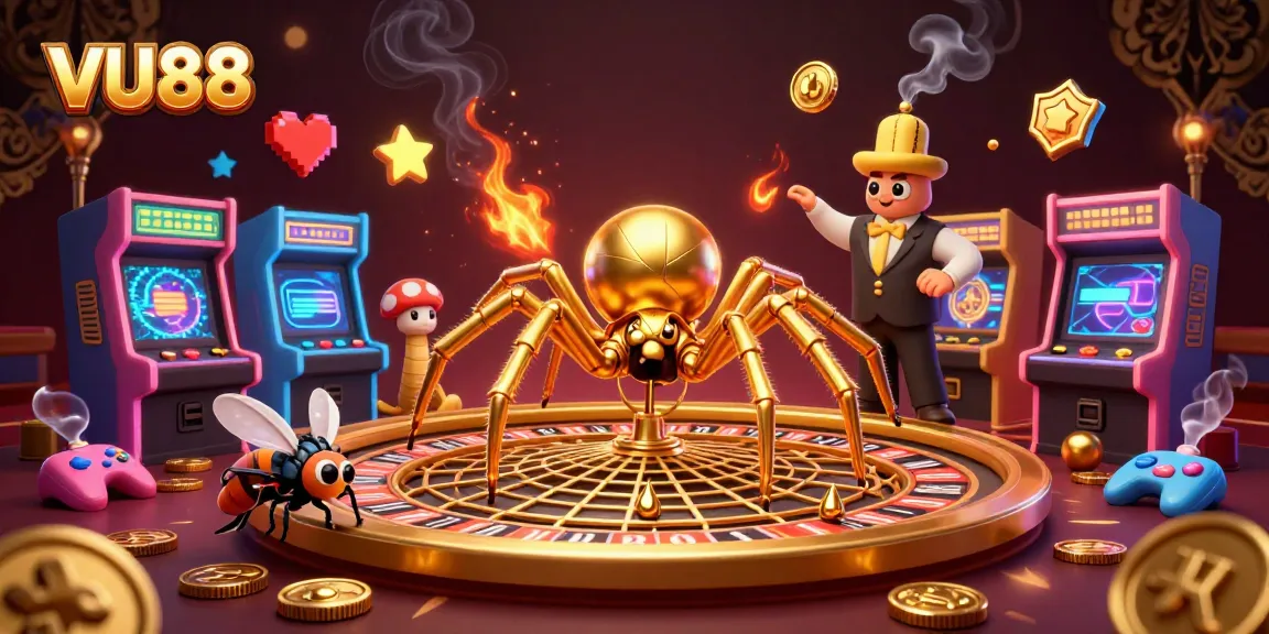 Experience VU88's thrilling roulette game with a golden spider and a centipede croupier.