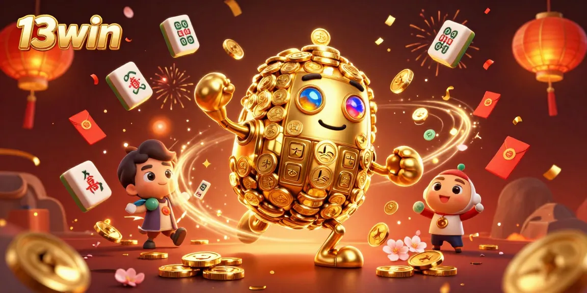 Engage with 13win's dynamic gaming experience featuring golden golems and casino elements.