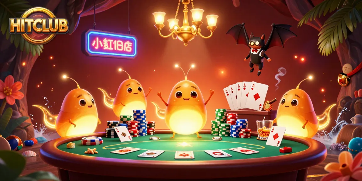 Experience thrilling gameplay at HITCLUB with vibrant poker action and an engaging bat dealer in a lively casino setting.