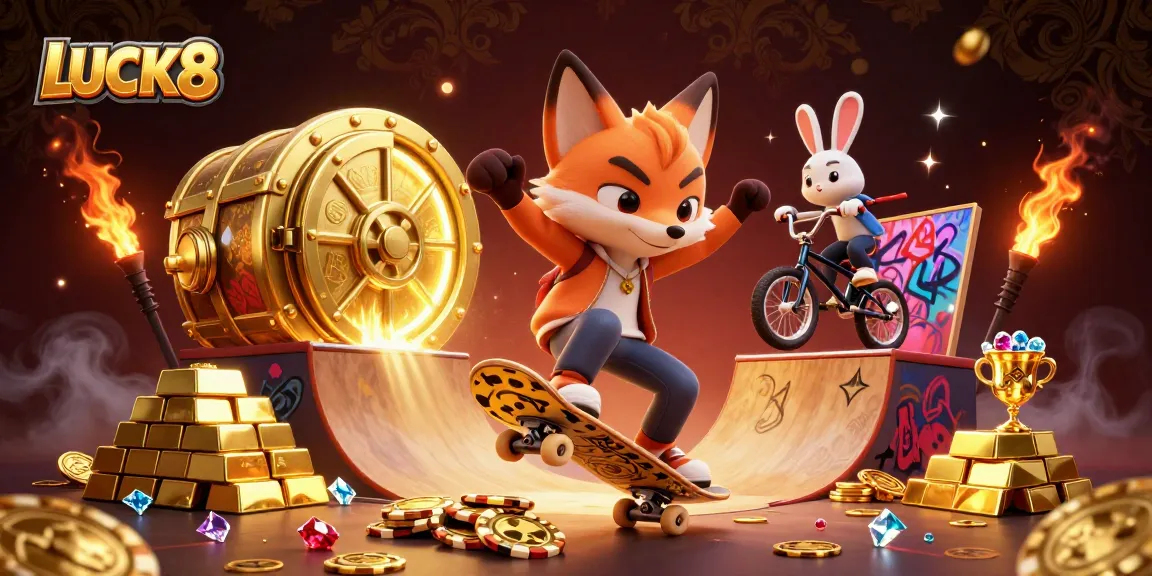 LUCK8: Experience thrilling casino excitement with vibrant characters and dynamic game elements.